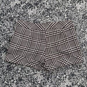 Forever Vintage-Inspired Brown and white houndstooth print shorts